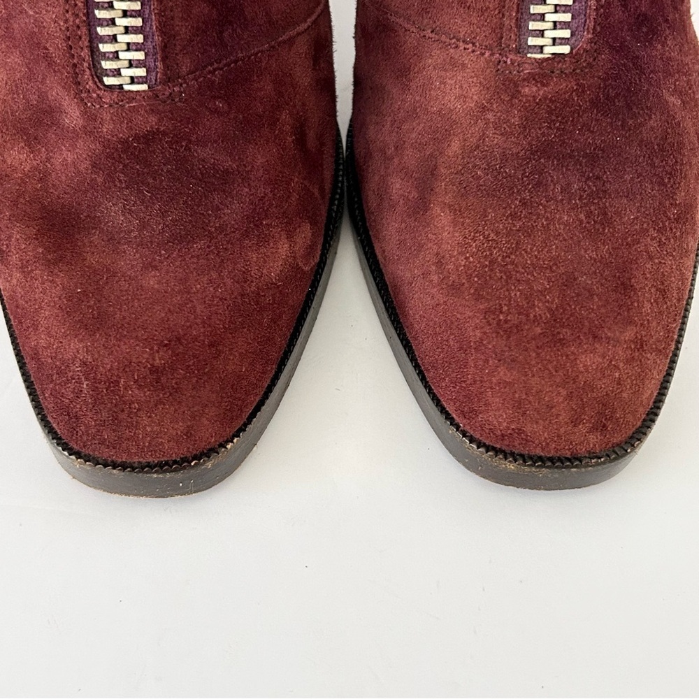 Diane von Furstenberg DVF Suede Heels Slingback Shoe Glamouratti Burgundy Size 7 - Picture 8 of 16